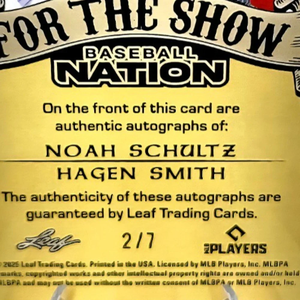 2025 2/7 Hagen Smith & Noah Schultz 2 For the Show Duo Autos Chicago White Sox